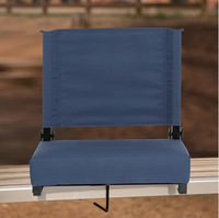 Chaise de plage portable moderne de style stade, bleu marine, en métal, avec dossier et coussin, pliable, pour le camping et l'extérieur