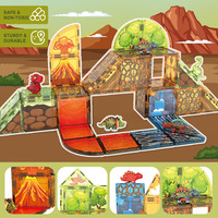 Azulejos magnéticos STEM para preescolar, juguete con tema de dinosaurio, juego de bloques de construcción magnéticos para niños y niñas