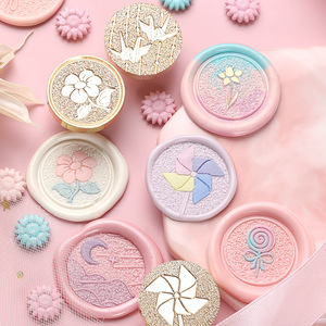 Sello de cera esmerilado en relieve con cabeza redonda de cobre para sellar cartas y decorar diarios - Product Image 1