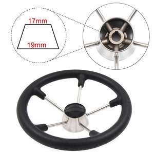 13.5 inch thép không gỉ 5 nói tay lái Đen Polyurethane bọt biển phụ kiện du thuyền - Product Image 6