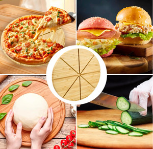 Chất lượng cao bền 12 inch tre tự nhiên bánh <span class=keywords><strong>pizza</strong></span> thớt với xây dựng trong Slicer - Product Image 6