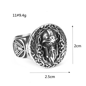 Men's <b>Titanium</b> Steel Viking Odin Head <b>Ring</b> Round Geometric Design Hip Hop Style Everyday Wear Jewelry - Product Image 5
