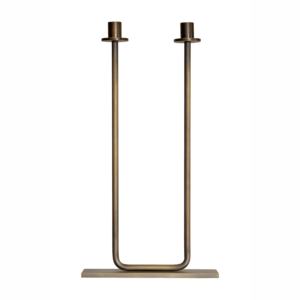 Candélabre modulaire à deux bras en laiton bronzé artisanal élégant, porte-bougie design pour la décoration de la maison - Product Image 1