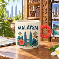 Tasse à café en céramique souvenir d'Asie et de Malaisie, impression des tours jumelles de Kuala Lumpur, design personnalisé, OEM, ODM, vente en gros