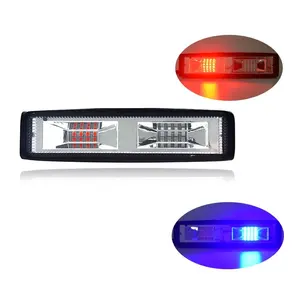 Barre lumineuse de travail LED de 6 pouces, 48W, double couleur, stroboscope rouge et bleu, feu tout-terrain, feu antibrouillard clignotant, adapté aux SUV, aux véhicules tout-terrain et aux camions