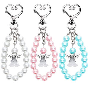 Retour cadeaux pour enfants bébé douche mariage fête de noël porte-bonheur coloré perle ange gardien pendentif porte-clés porte-clés - Product Image 1