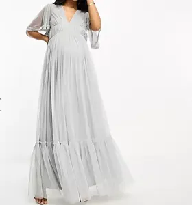 Thời Trang Mới Thai Sản Chụp Dresses Chất Lượng Cao Voan Đảng Maxi Dress Đối Với Phụ Nữ Mang Thai