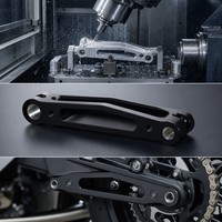 Usinage CNC 5 axes de bras oscillant arrière de moto en alliage d'aluminium 7075, anodisé noir, modèle T081
