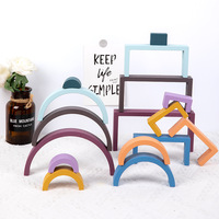 Jouet de puzzle en bois Montessori personnalisé, blocs d'empilage en spirale arc-en-ciel pour enfants, garçons et filles