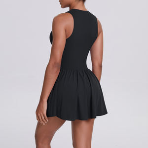 جودة عالية سستة الوقوف طوق اللباس مع جيب المضادة للانزلاق في الهواء الطلق تشغيل تنورة تنس للنساء الشعار الأمامي - Product Image 4