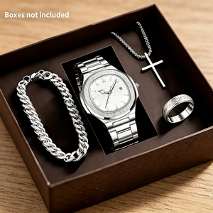 Ensemble de bijoux pour <span class=keywords><strong>homme</strong></span> 4 pièces avec <span class=keywords><strong>bracelet</strong></span>, collier croix et bague - Product Image 5