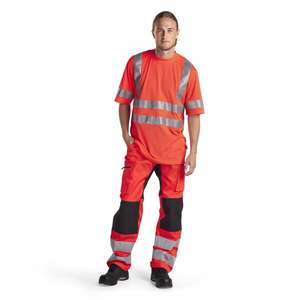 BLAKLADER - 158518115599C144 Hi-Vis <b>trousers</b> with <b>stretch</b> Red/<b>Black</b> - EAN 7330509774120 HI-VIS WORKWEAR - Product Image 3