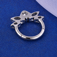 Anneau de septum nasal en alliage de titane G23 plaqué or 16G, serti de zircon, forme géométrique, tendance, pour usage quotidien, bijou pour le nez et l'oreille