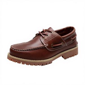 Maden Men's Boat Shoes Loafers Retro British 3-Eye Low Top Workwear Classic Summer Winter Cow Leather Breathable - Product Image 4