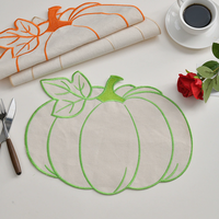 Napperon en forme de citrouille d'Halloween Tapis de table en tissu résistant à l'huile et à la chaleur imperméable