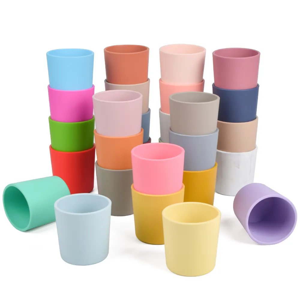Food Grade Baby Supplies Products Unbreakable Training Learning Drinking Cup Silicone Baby Cup For Babies and Toddlers