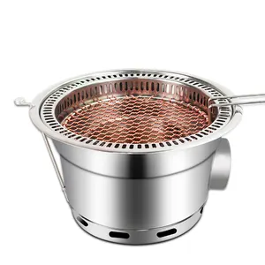 Round Commercial Korean Indoor Restaurant Charcoal Grill Smokeless Table Top Bbq Stove BBQ Grill For Exhausting Smoke Downward