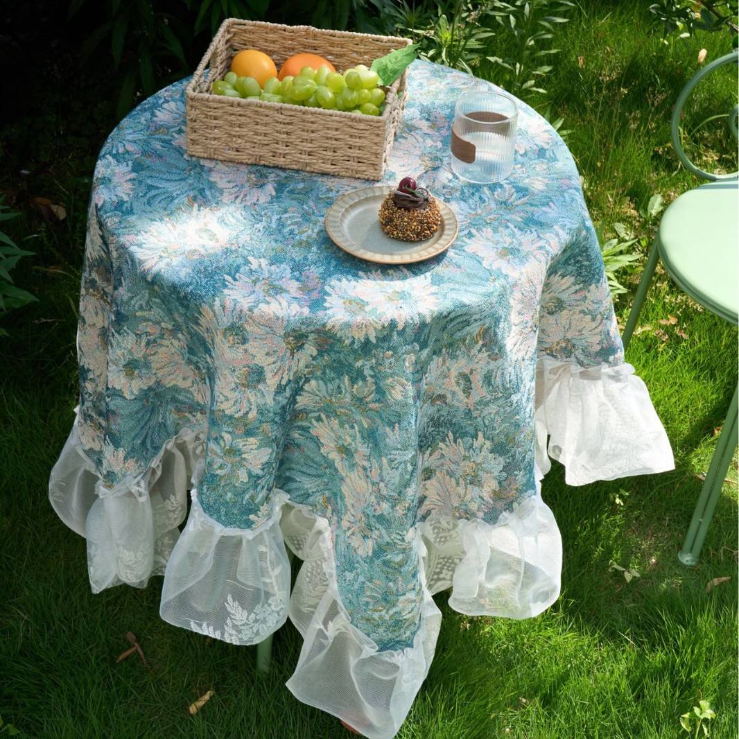 กระจกเงาลายจักการ์ดสีน้ำเงินสไตล์ภาพวาดสีน้ำมัน