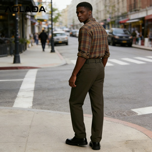 Pantalon Décontracté Homme Coupe Droite Confortable, Classique Taille Haute Uni Personnalisé pour l'Extérieur – Prix Usine - Product Image 2