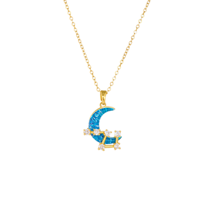La migliore vendita femminile in acciaio inox Charm clavicola catena <span class=keywords><strong>cielo</strong></span> stellato luna <span class=keywords><strong>collana</strong></span> con pietra di zircone stile classico per il regalo - Product Image 1
