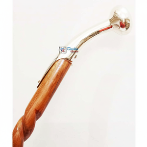 Spirale réglable 3 fois marron bâton de marche en bois laiton finition polonaise poignée de forme ronde pour les hommes et les femmes âgés avec prix de gros - Product Image 1