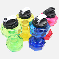 2024 best-sellers produit créatif avec logo personnalisé 2.2L grande bouteille d'eau en plastique PET en forme d'haltère Sport Shaker