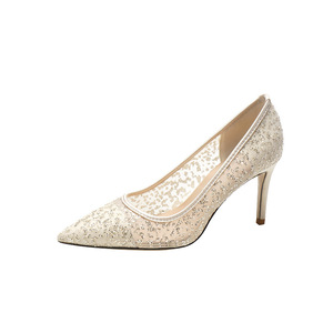 Zapatos de tacón alto de cristal con lentejuelas y malla, sexys, para novia, dama de honor, zapatos de encaje para boda, zapatos de fiesta de noche. - Product Image 5