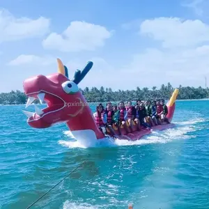 Hot sale Entertainments Double Line Ocean Rider Inflatable banana boat fly fish inflatable towable boat toy red dragon