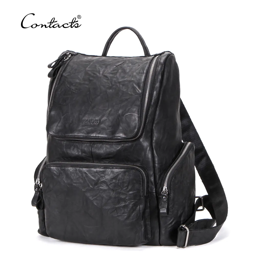 Sac à dos en cuir véritable pour ordinateur portable 13.3 ", double sangle d'épaule réglable, nouveau design, livraison directe fabricant