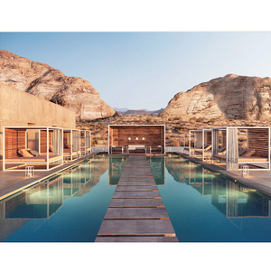 Lit de repos de luxe pour hôtel-resort et villa, avec auvent extérieur, structure en aluminium, rideaux, dossier réglable, durable - Product Image 6