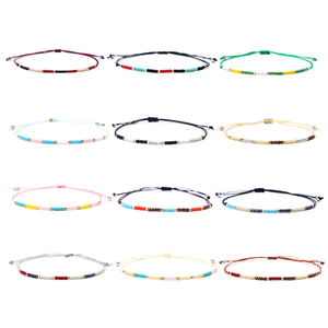 Bohemian Bracelet Handmade Friendship Braided Rope Cotton Weave Chain Of Rice Beads Unique Color Mixed Beaded Bracelets