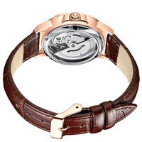 Montre mécanique entièrement automatique pour femme, design ajouré élégant et décontracté, logo personnalisable, cuir véritable, mouvement japonais MIYOTA