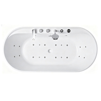 Baignoire autoportante ovale de luxe en acrylique cannelé avec LED, chromothérapie, jets d'air et hydrothérapie massante