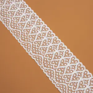V1617 geometrisches Design elastische Spitzen-Schnitt 6 cm Gallonen-Gitterstoff für Dessous Unterwäsche und Hochzeitskleid aus Nylon und Elasthan