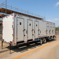 Remorque de toilettes et de douches portable de luxe haut de gamme à 8 postes, construction en fibre de verre, durable, pour salle de bain et toilettes, luxe