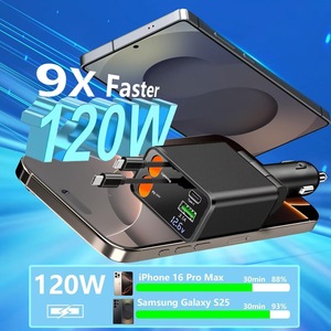 Cargador de coche 30W PD con carga rápida, tipo C, Lightning, USB A, doble puerto, salida de 12V con cable retráctil - Product Image 2