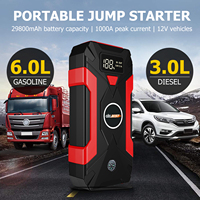 2000A Peak Jump Starter 29800mAh, Penguat Baterai untuk Mesin Bensin 6.0L & Diesel 3.0L, Lampu LED SOS, Kompas & Perlindungan Keamanan Multifungsi