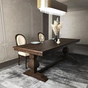 Tavolo da Pranzo con Basamento in Legno di Grande Successo Stile Rustico in Legno Massello Bianco per <span class=keywords><strong>Cucina</strong></span> e Sala da Pranzo Stile Industriale Country - Product Image 3