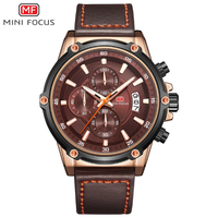 Jam Tangan Pria MINI FOCUS 0175G Klasik Bisnis Kasual Kronograf Kulit Tahan Air Bercahaya Jam Tangan Quartz