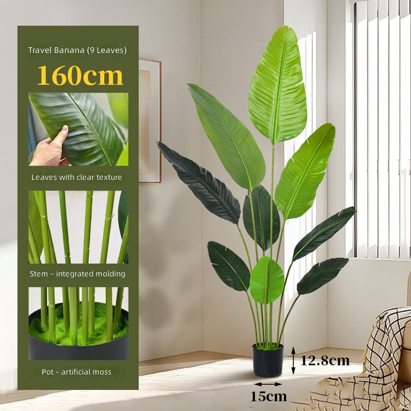 160cm banana-loose anemone-10 leaves-black basin