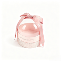 Boîte cadeau rose en matériaux recyclés, boîte de rangement pour bijoux avec dôme transparent, pour demande en mariage, emballage de fleurs de luxe