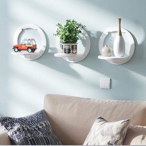 <b>Wall</b> <b>Mounted</b> TV Background Hanger Home Decorative Storage Rack <b>Shelf</b> for Bedroom Bedside Flower Pot Wardrobe for Home - Product Image 3
