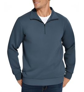 Sweat-shirt en molleton de coton à fermeture éclair quart de tour, coupe décontractée, directement de l'usine, pour les marques de streetwear américaines - Product Image 1