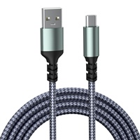 Câble de données USB Type-C vers USB-A JILIAN 2m 6ft en nylon tressé 18W à angle droit 90 degrés pour téléphone portable et ordinateur portable