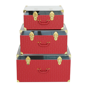 Da màu đỏ Thân cây bằng gỗ bộ 3 thân cây lưu trữ với nắp Acrylic - Product Image 3