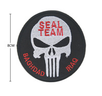 Vente en gros de patchs tactiques de moral SEAL NST BRAVO Skull Shield Badges en tissu brodé Punisher Brassard avec boucle à crochet