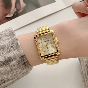 Montre N&S plaquée or 18 carats, grand cadran vintage, style rétro mi-siècle, bracelet élastique à ressort, montre à <span class=keywords><strong>quartz</strong></span> unisexe - Product Image 2