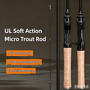 คันเบ็ดตกปลาแบบ 2 ท่อน UL Micro Lure ด้ามจับไม้ก๊อก สำหรับตกปลาเทราต์ในน้ำจืด มีจำหน่ายราคาส่ง - Product Image 4