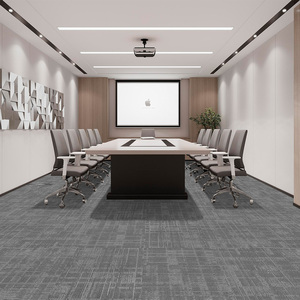 Modern Nylon Commercial Use Office Carpet Tiles Non-Woven Fabric Backing Striped Washable Grey Color Hotel Corridor - Product Image 1