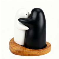 Salières et poivrières en céramique faites à la main, motif ours, finition brillante, pour herbes et épices, pots de condiments de table